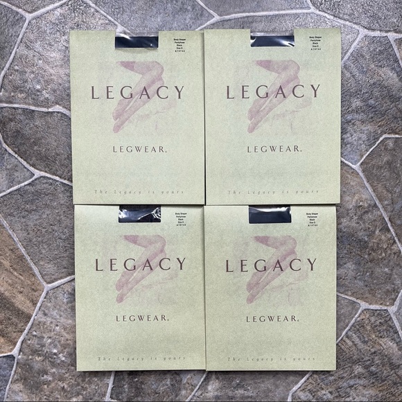 Legacy Leg Wear- Bundle of 4 Body Shaper Black Pantyhose - Picture 1 of 7